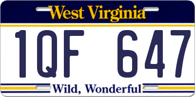 WV license plate 1QF647