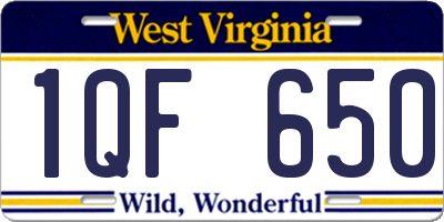 WV license plate 1QF650