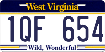 WV license plate 1QF654