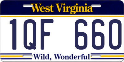 WV license plate 1QF660
