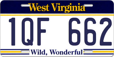 WV license plate 1QF662