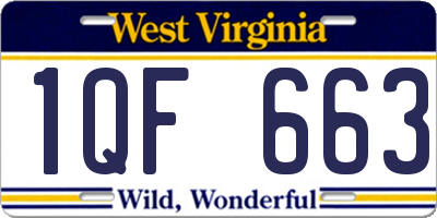 WV license plate 1QF663