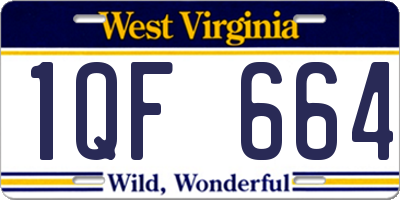 WV license plate 1QF664