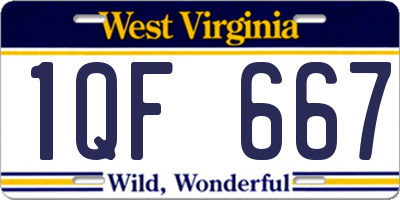 WV license plate 1QF667