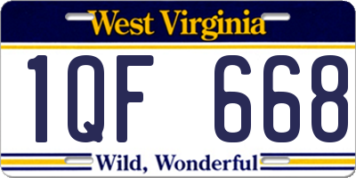 WV license plate 1QF668