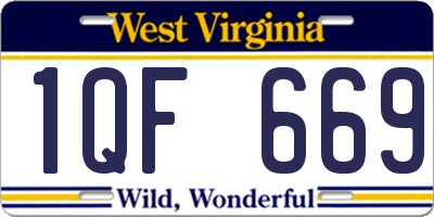 WV license plate 1QF669