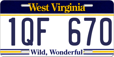 WV license plate 1QF670