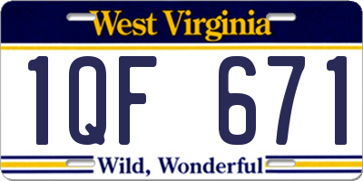 WV license plate 1QF671