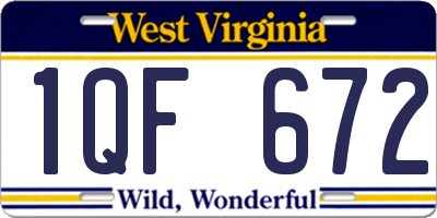 WV license plate 1QF672
