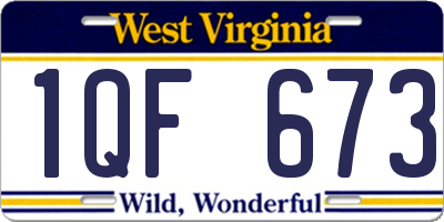 WV license plate 1QF673