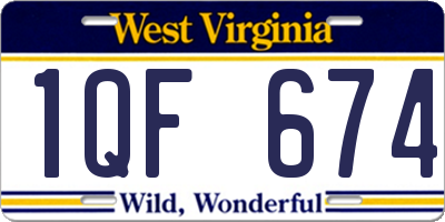 WV license plate 1QF674