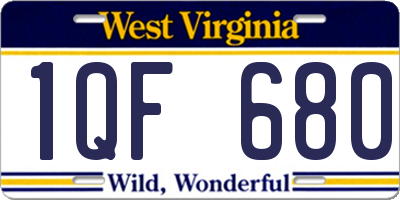 WV license plate 1QF680