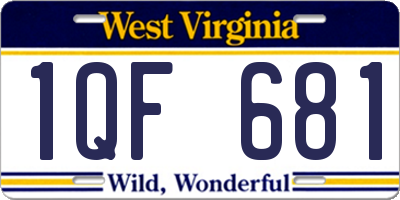 WV license plate 1QF681