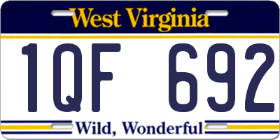 WV license plate 1QF692