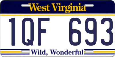 WV license plate 1QF693