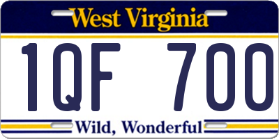 WV license plate 1QF700