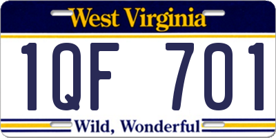 WV license plate 1QF701