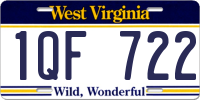 WV license plate 1QF722
