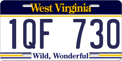 WV license plate 1QF730