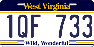 WV license plate 1QF733