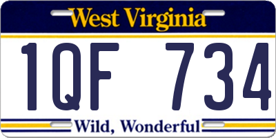 WV license plate 1QF734