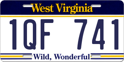WV license plate 1QF741