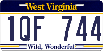 WV license plate 1QF744