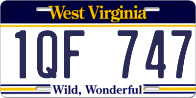 WV license plate 1QF747