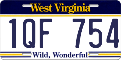 WV license plate 1QF754