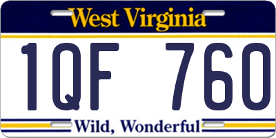WV license plate 1QF760