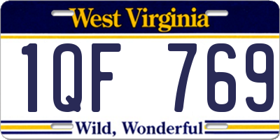 WV license plate 1QF769