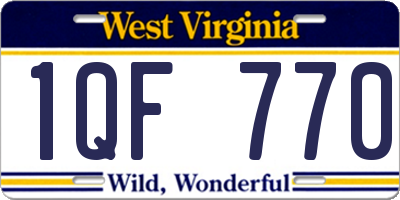 WV license plate 1QF770
