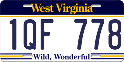 WV license plate 1QF778