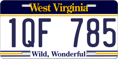 WV license plate 1QF785