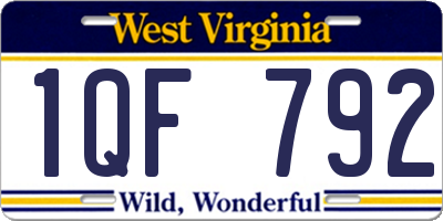 WV license plate 1QF792