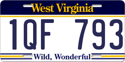 WV license plate 1QF793
