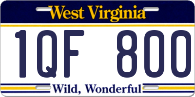 WV license plate 1QF800