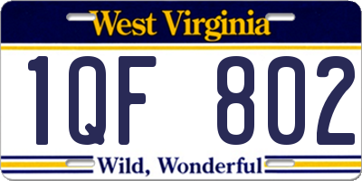 WV license plate 1QF802