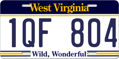 WV license plate 1QF804