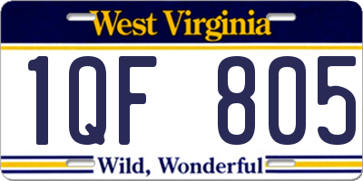 WV license plate 1QF805