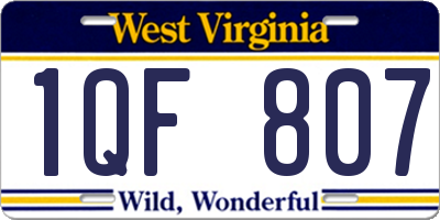 WV license plate 1QF807