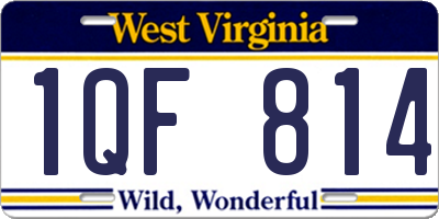 WV license plate 1QF814
