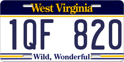 WV license plate 1QF820