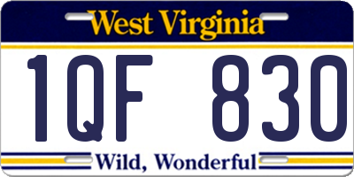 WV license plate 1QF830