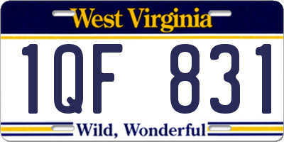 WV license plate 1QF831