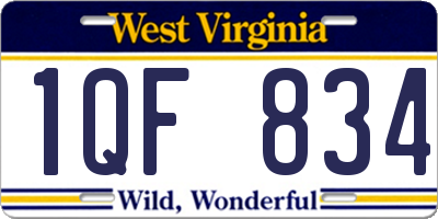 WV license plate 1QF834