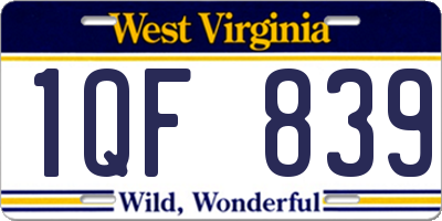 WV license plate 1QF839