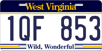 WV license plate 1QF853
