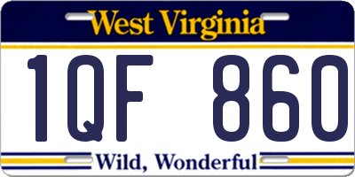 WV license plate 1QF860