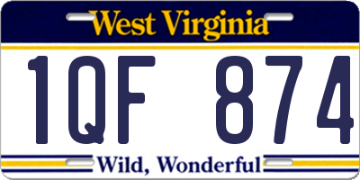 WV license plate 1QF874